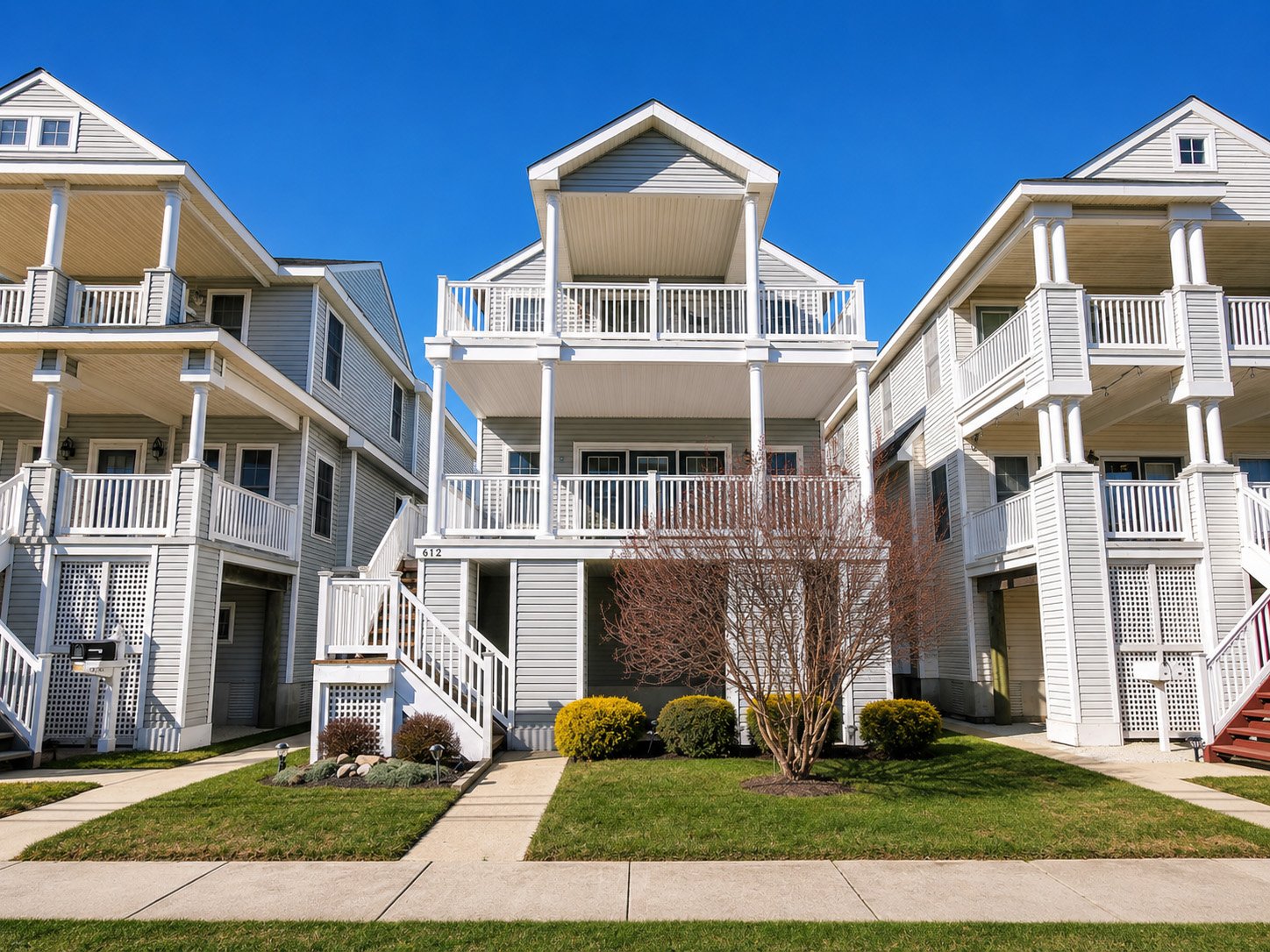 Duplex condo with porches and balconies in Ocean City, New Jersey